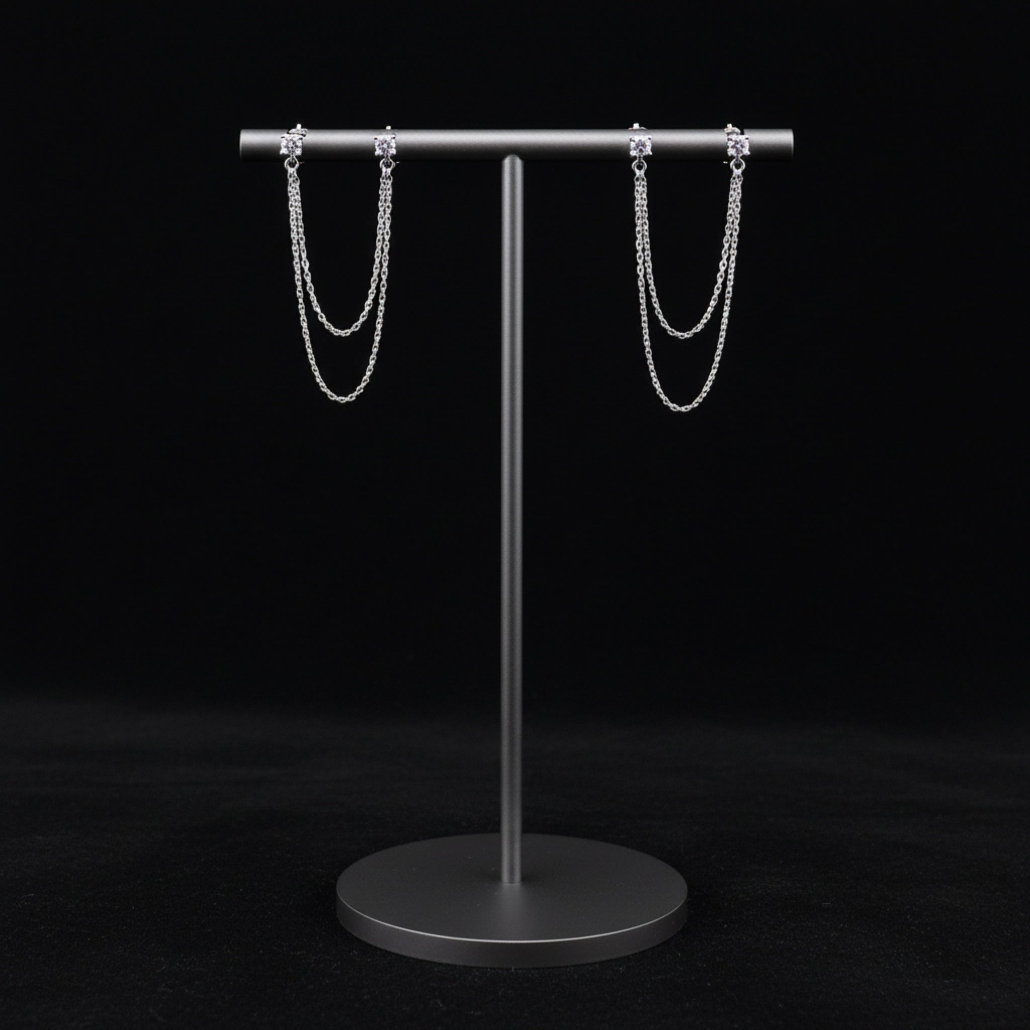 Aretes Colgantes Cadena Doble con Zirconia en Plata 925 — Elegancia Femenina en Cascada