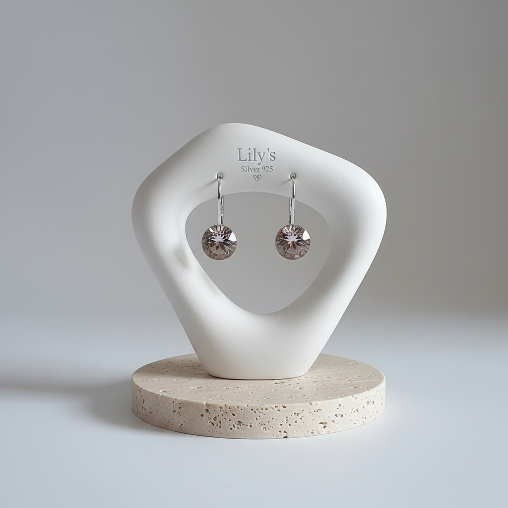 Aretes Cristal Rivoli Rosa en Plata 925 — Brillo Femenino y Romántico