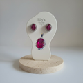 Set Rubí Aretes y Dije en Plata 925 — Elegancia Real con Piedra Roja