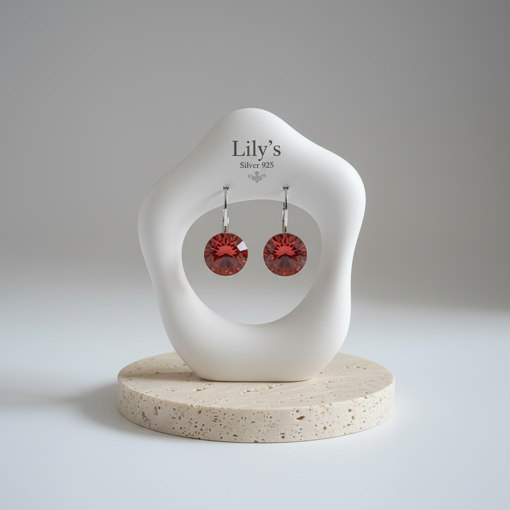 Aretes Cristal Rivoli Rojo en Plata 925 — Pasión y Elegancia con Carácter