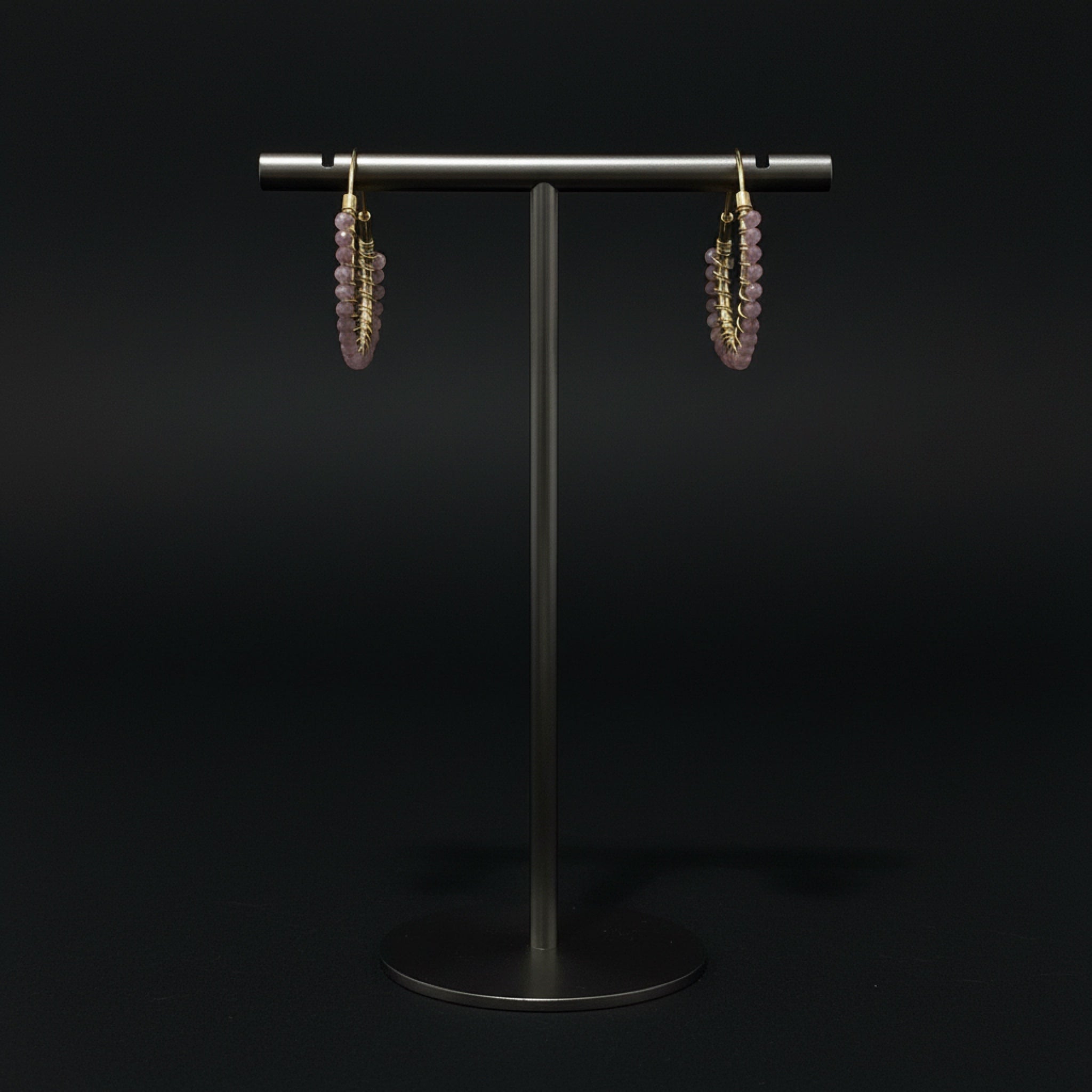 Aretes Aro Plata 925 con Baño de Oro 18kt y Cristales Rosa — Romanticismo y Lujo