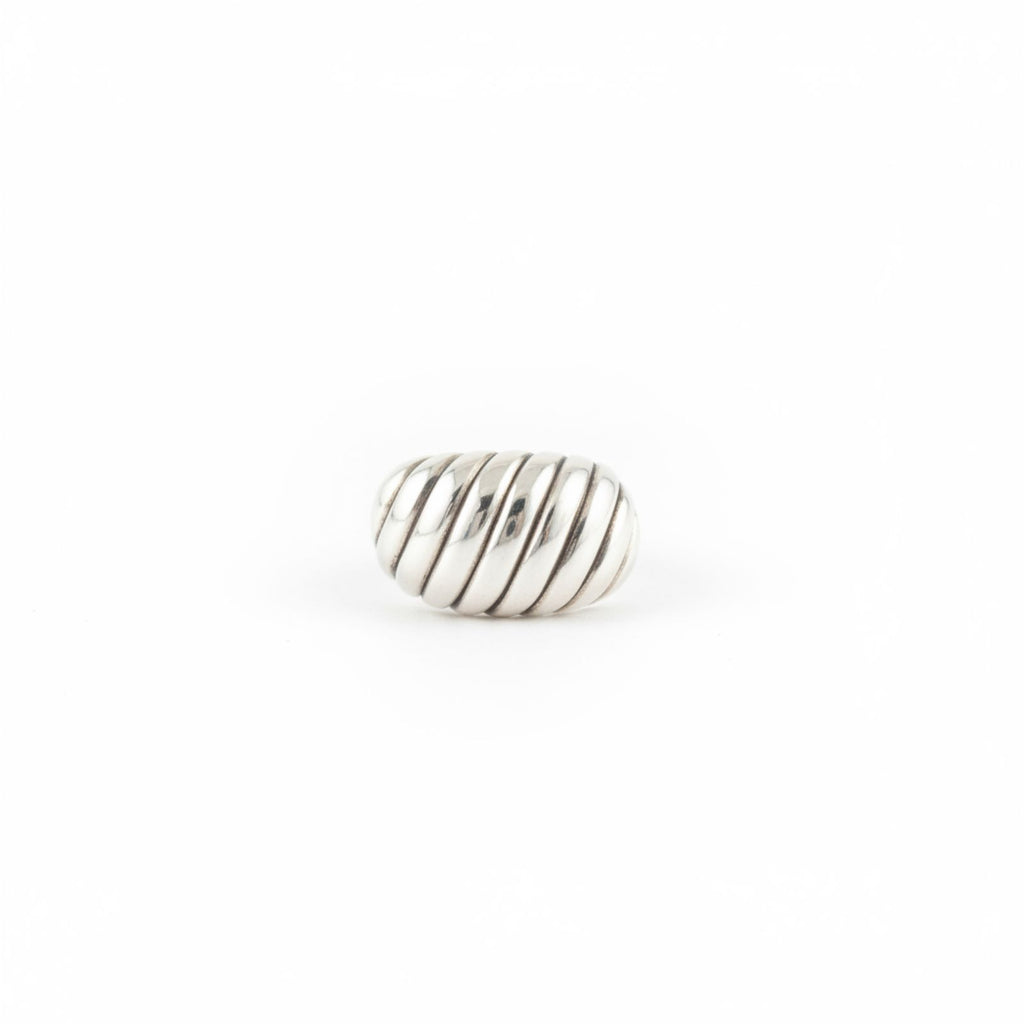 Anillo Espiral Bandas Diagonales Acanaladas Talla #9 en Plata 925 — Dinamismo Moderno