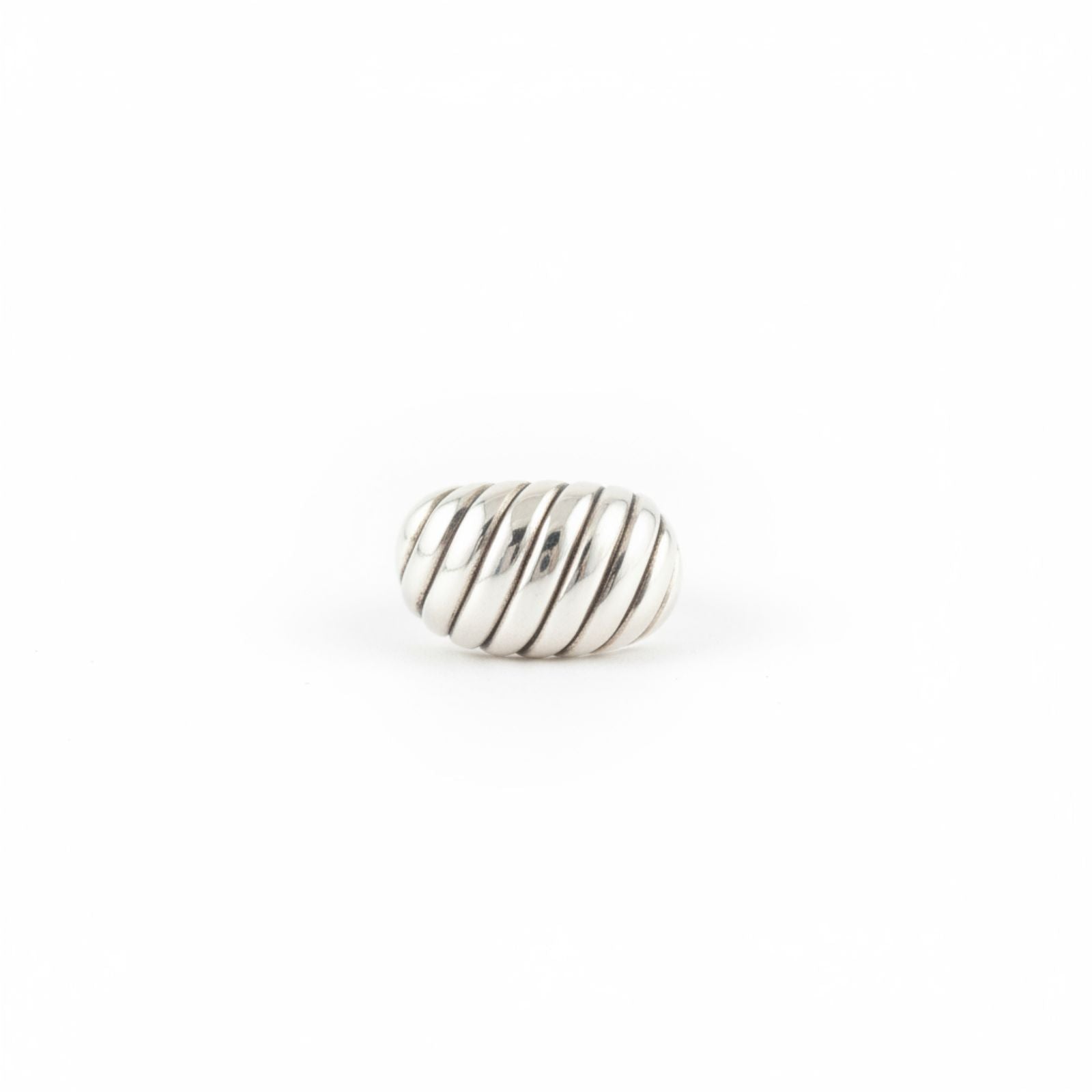 Anillo Espiral Bandas Diagonales Acanaladas Talla #9 en Plata 925 — Dinamismo Moderno