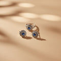 Set Zafiro Anillo Talla #8 y Aretes en Plata 925 — Lujo Real con Doble Halo