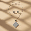 Set Diamante Pavé Collar y Aretes en Plata 925 — Lujo Total con Brillo de Diamante