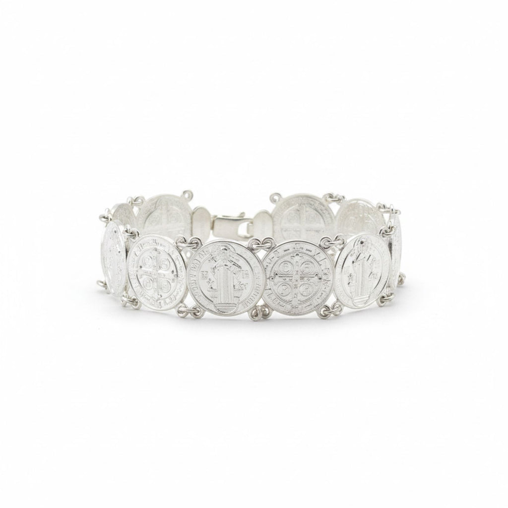 Pulsera Medallas Sagradas en Plata 925 — Fe, Protección y Elegancia