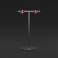 Aretes Topo Piedra Fucsia en Plata 925 — Color Vibrante y Elegancia Discreta