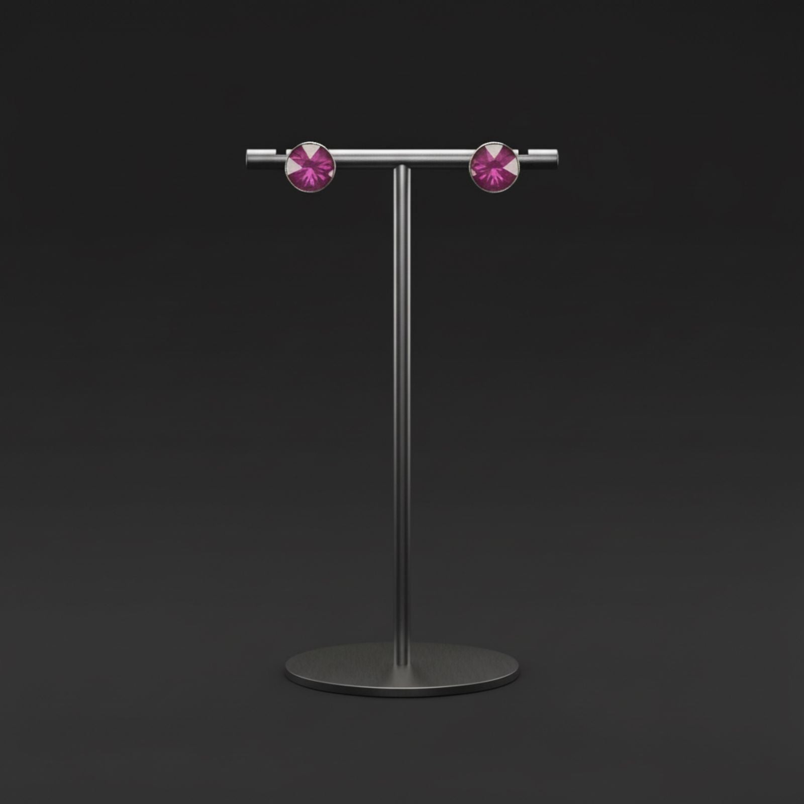 Aretes Topo Piedra Fucsia en Plata 925 — Color Vibrante y Elegancia Discreta