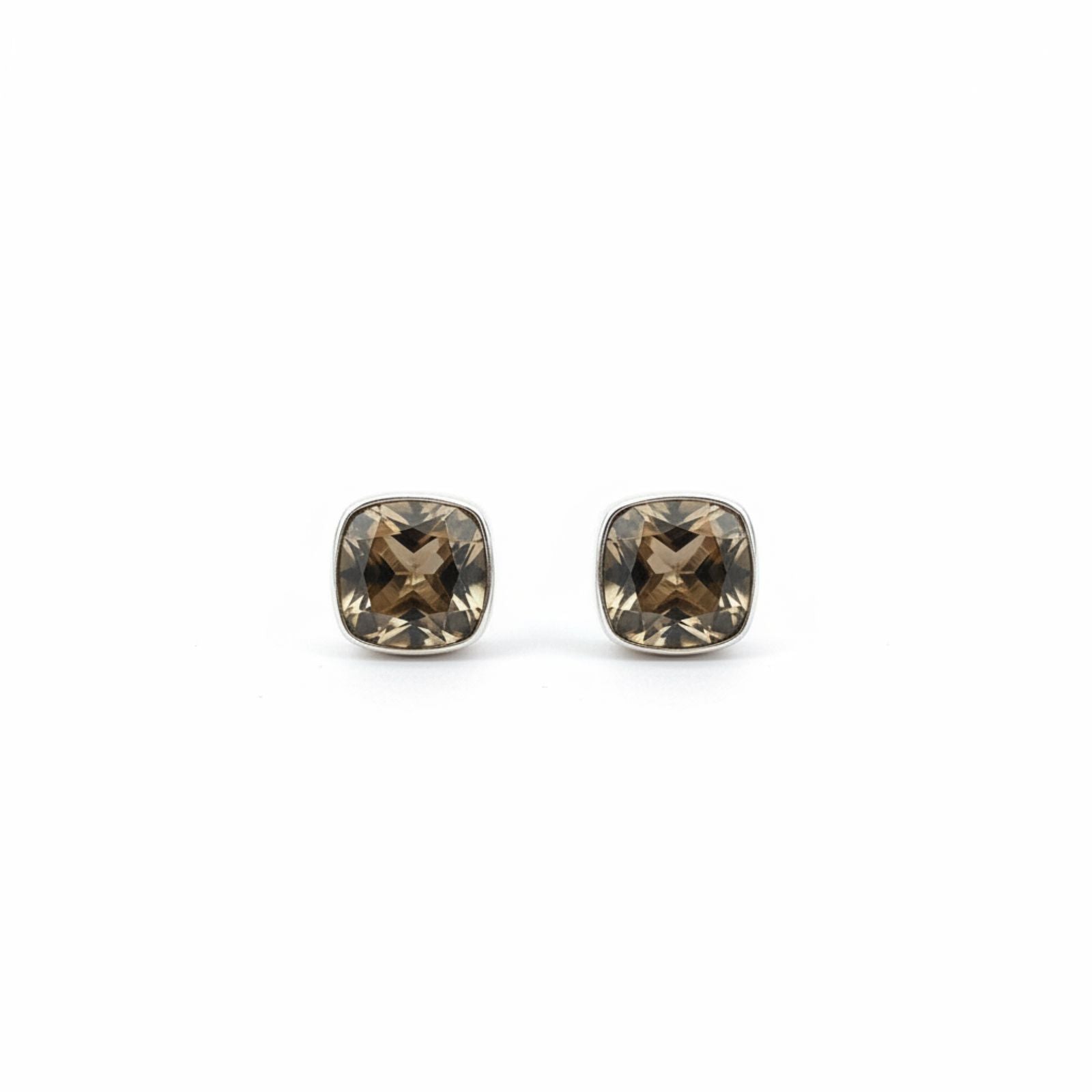 Aretes Topo Citrino Cushion Cut en Plata 925 — Calidez Natural y Elegancia