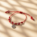 Pulsera Hilo Rojo San Benito con Ojos Turcos en Plata 925 — Amuleto de Protección